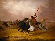 John Mix Stanley Buffalo hunt on the Southwestern plains Germany oil painting artist